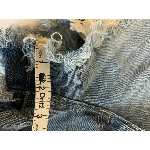 Mossimo Target Blue Jean Shorts Lace Highrise  00/24 - Picture 7 of 7